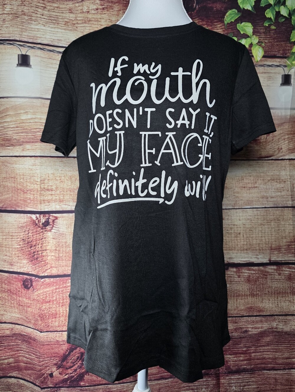 NWOT Black Short-Sleeve Graphic Tee with White Script